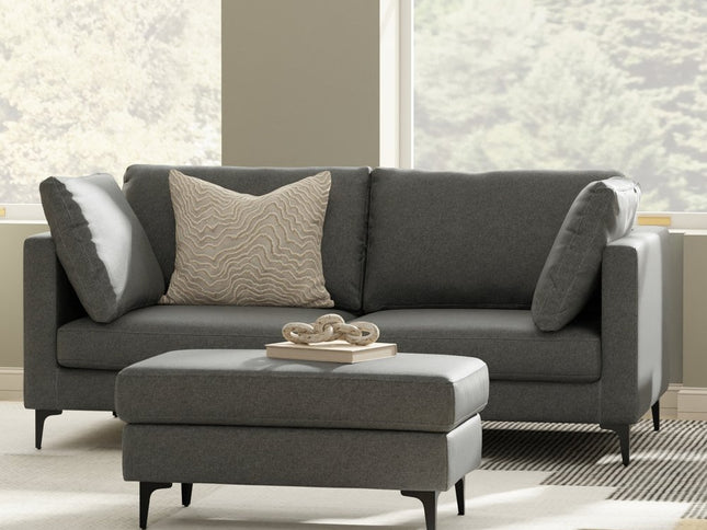 76" Gray Fabric Sofa With Black Legs
