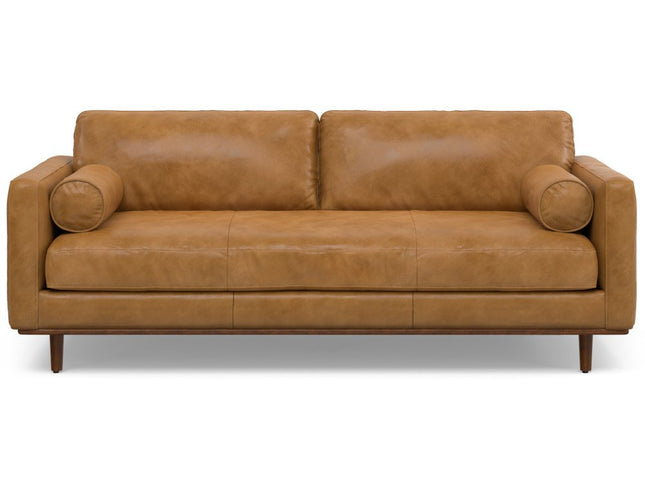 89" Sienna Leather Sofa With Brown Legs