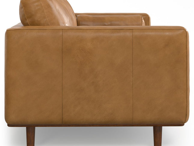 89" Sienna Leather Sofa With Brown Legs