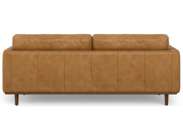 89" Sienna Leather Sofa With Brown Legs