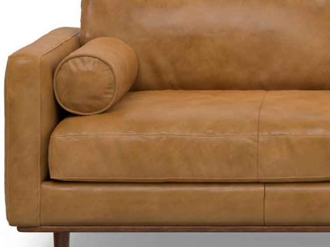 89" Sienna Leather Sofa With Brown Legs