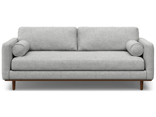 89" Gray Fabric Sofa With Brown Legs