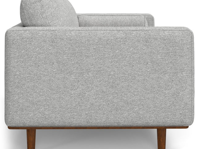89" Gray Fabric Sofa With Brown Legs