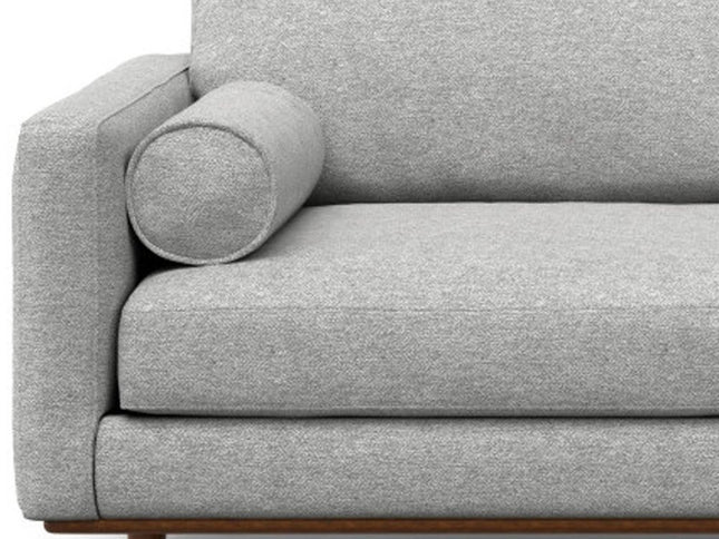 89" Gray Fabric Sofa With Brown Legs