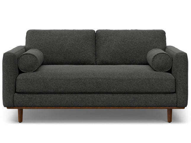 72" Gray Fabric Sofa With Brown Legs