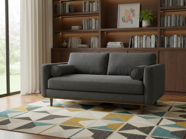 72" Gray Fabric Sofa With Brown Legs