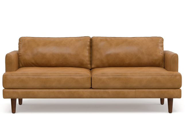 76" Sienna Leather Sofa With Brown Legs