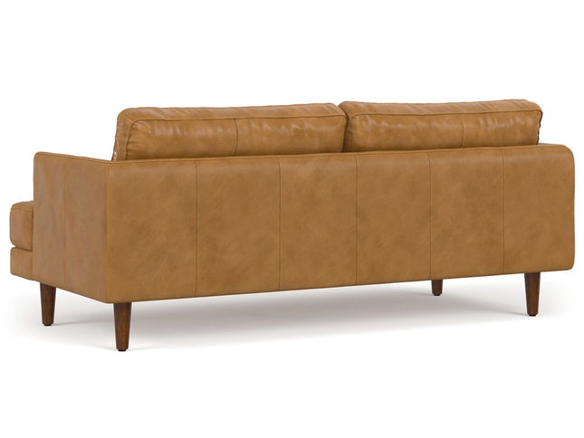 76" Sienna Leather Sofa With Brown Legs
