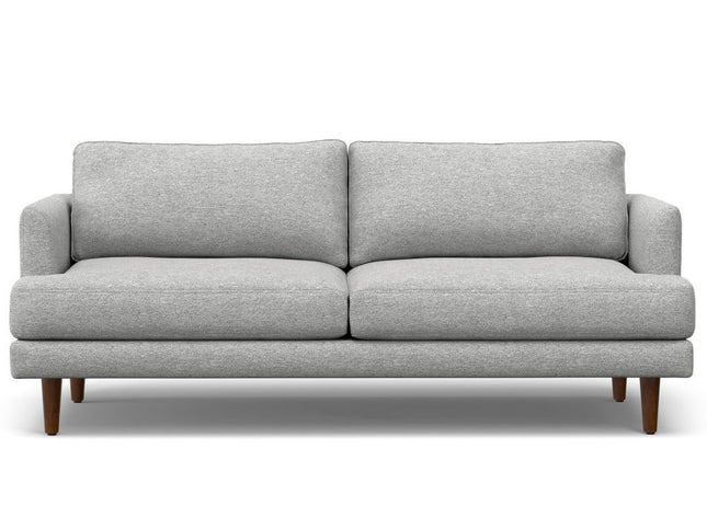 76" Gray Fabric Sofa With Brown Legs