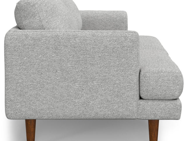 76" Gray Fabric Sofa With Brown Legs