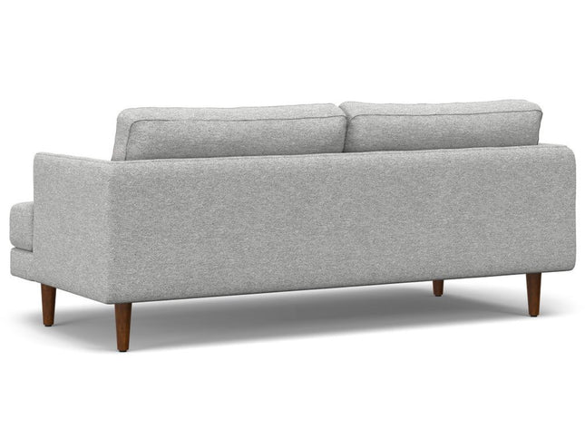 76" Gray Fabric Sofa With Brown Legs
