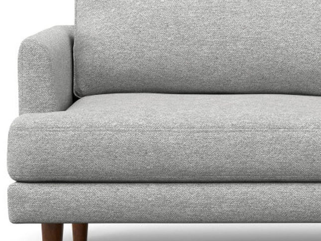 76" Gray Fabric Sofa With Brown Legs
