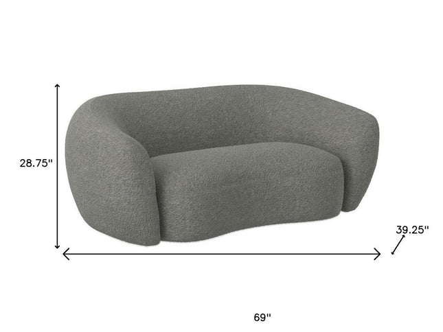 69" Gray Fabric Sofa With Walnut Legs