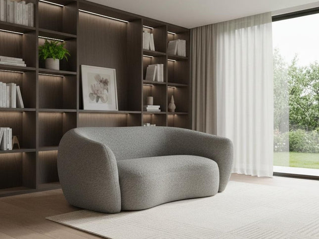 69" Gray Fabric Sofa With Walnut Legs