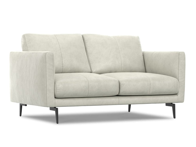 60" Gray Leather Sofa With Black Legs