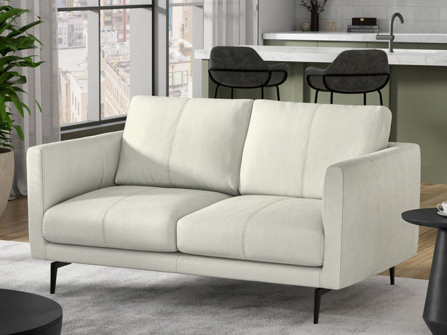 60" Gray Leather Sofa With Black Legs