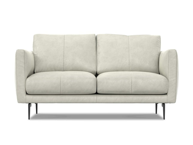 60" Gray Leather Sofa With Black Legs