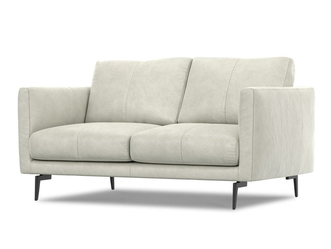 60" Gray Leather Sofa With Black Legs
