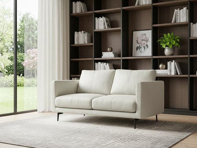 60" Gray Leather Sofa With Black Legs