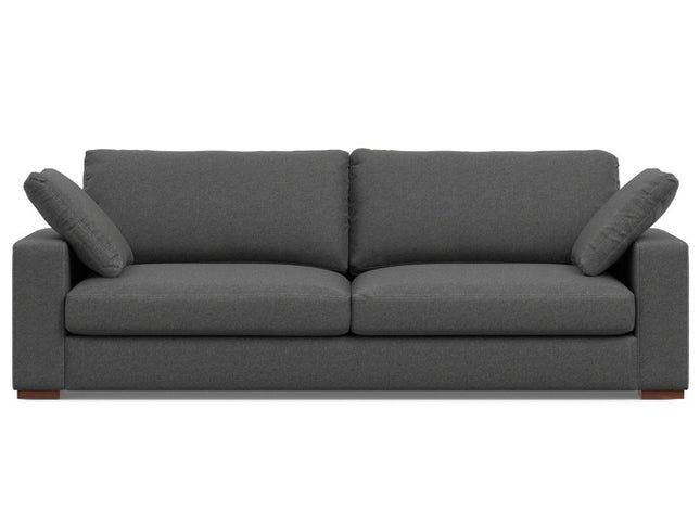 96" Gray Fabric Sofa With Brown Legs