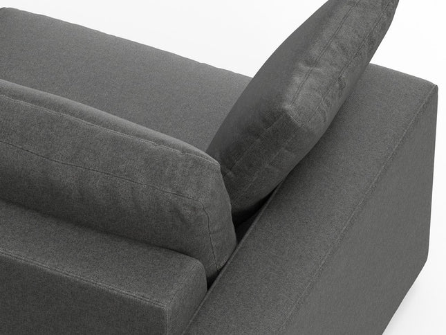 96" Gray Fabric Sofa With Brown Legs