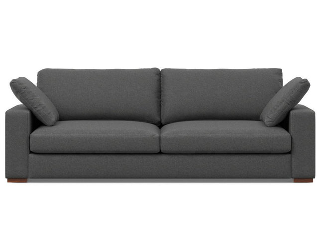 96" Gray Fabric Sofa With Brown Legs