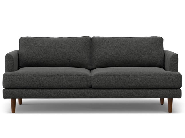 76" Gray Fabric Sofa With Brown Legs