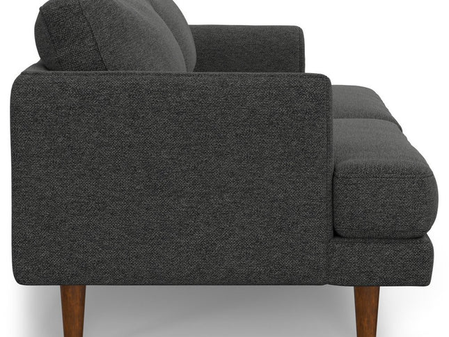 76" Gray Fabric Sofa With Brown Legs