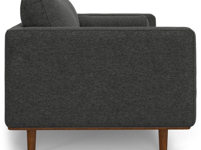 89" Gray Fabric Sofa With Brown Legs