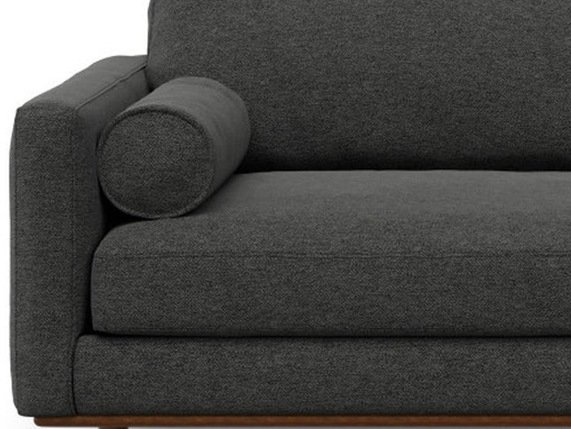 89" Gray Fabric Sofa With Brown Legs