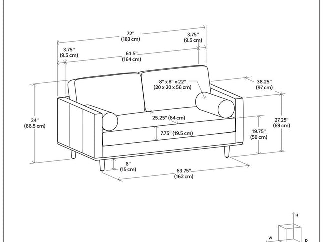 72" Brown Leather Sofa