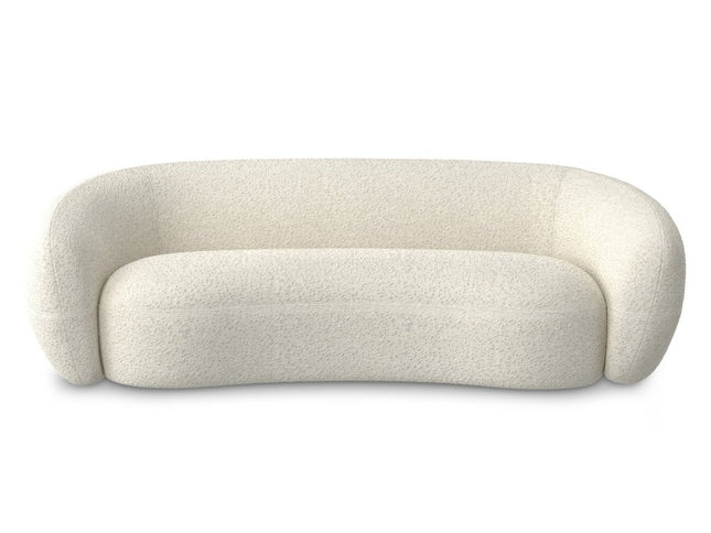 89" Cream Fabric Sofa With Walnut Legs