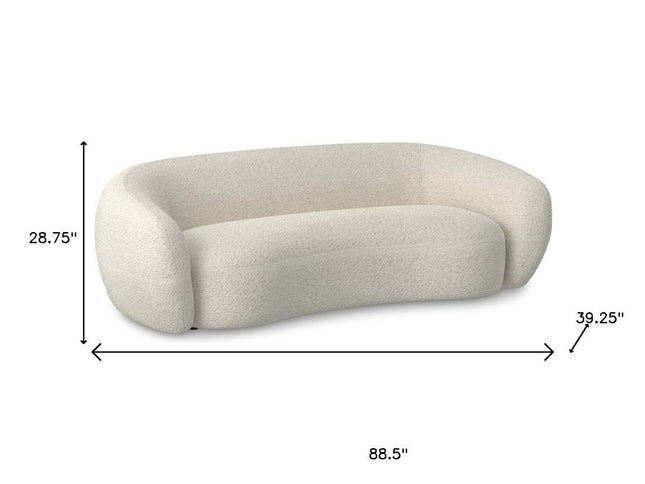 89" Cream Fabric Sofa With Walnut Legs