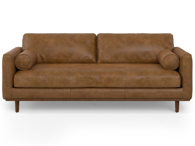 89" Brown Leather Sofa