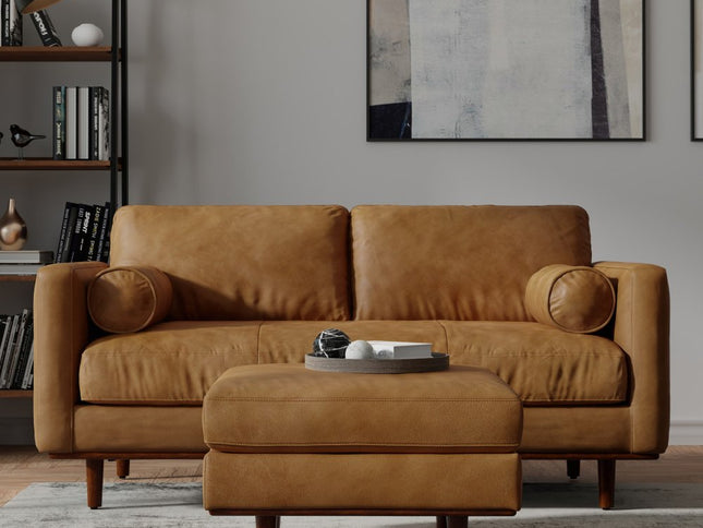 72" Sienna Leather Sofa With Brown Legs