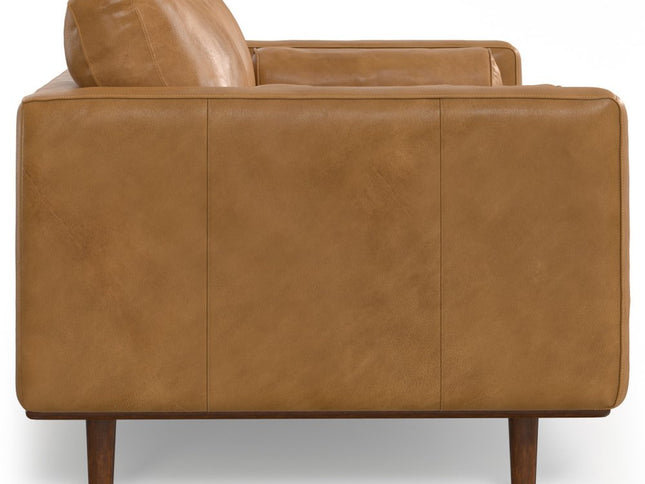 72" Sienna Leather Sofa With Brown Legs