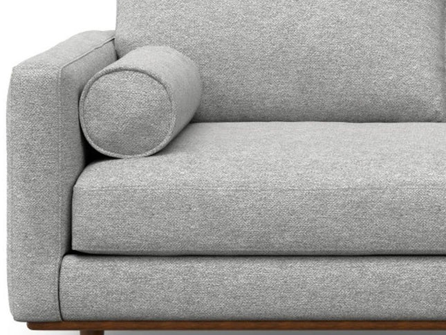 72" Gray Fabric Sofa With Brown Legs