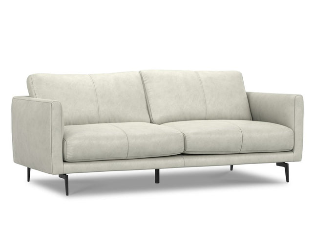 81" Gray Leather Sofa With Black Legs