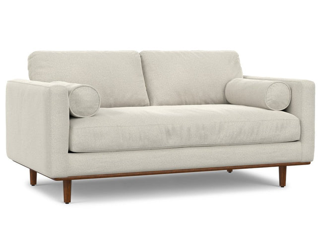 72" Cream Fabric Sofa With Brown Legs
