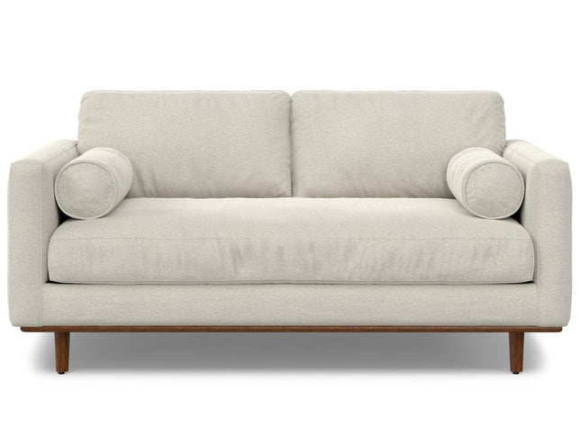 72" Cream Fabric Sofa With Brown Legs