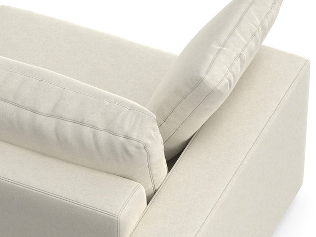 96" Cream Fabric Sofa With Brown Legs