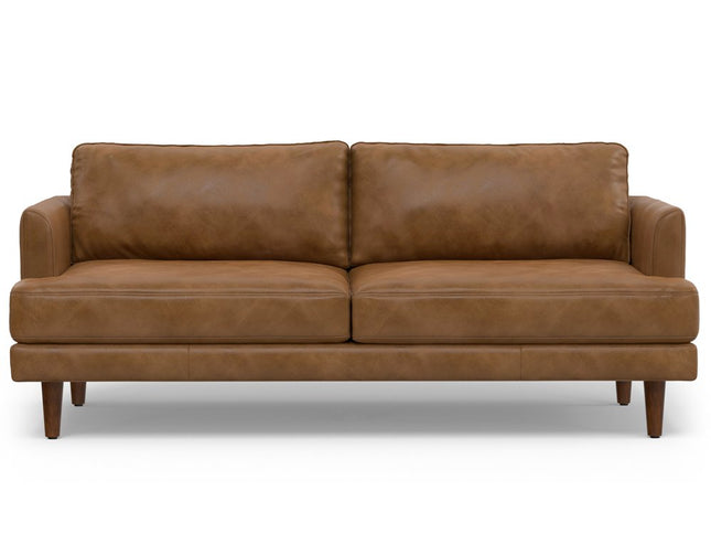 76" Brown Leather Sofa