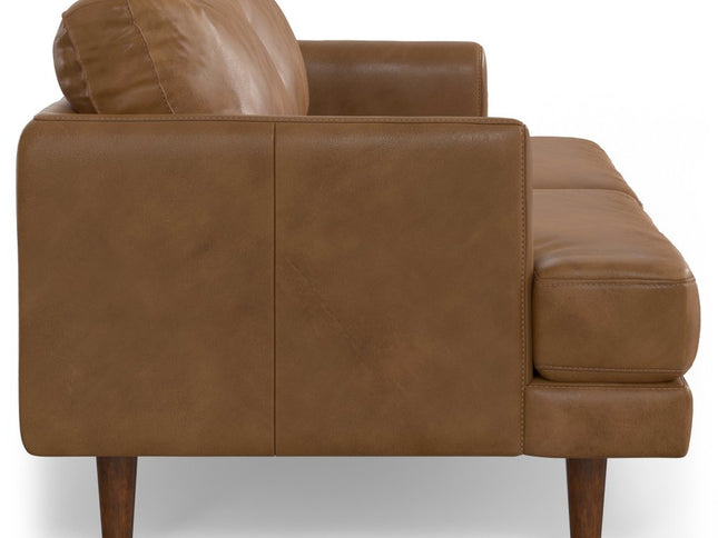 76" Brown Leather Sofa