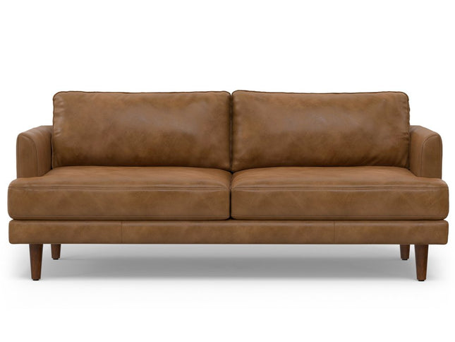 76" Brown Leather Sofa