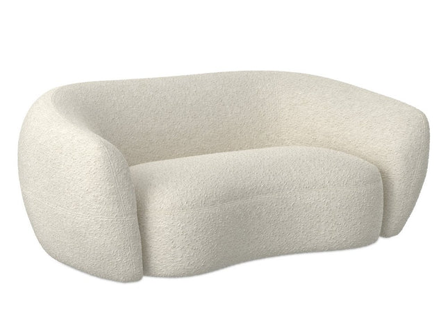 69" Cream Fabric Sofa With Walnut Legs