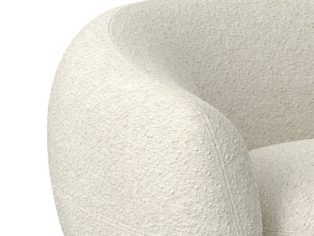 69" Cream Fabric Sofa With Walnut Legs