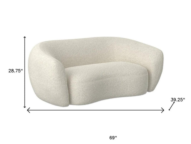 69" Cream Fabric Sofa With Walnut Legs