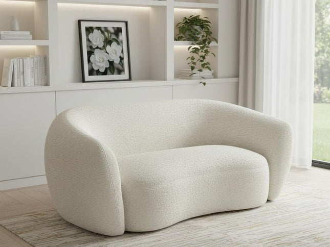 69" Cream Fabric Sofa With Walnut Legs