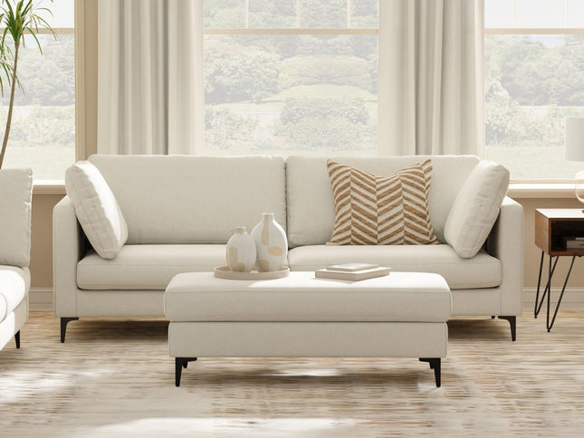 90" Cream Fabric Sofa With Black Legs