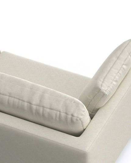 90" Cream Fabric Sofa With Black Legs